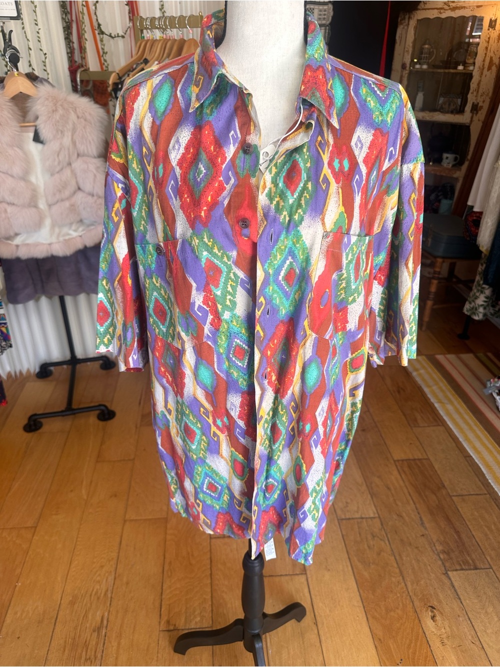 New Man – Multicolor Aztec/Geometric Print Robe Shirt - Picture 2 of 7